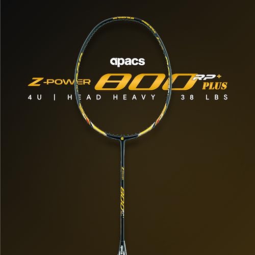 Apacs Z-Power 800 RP+ (38LBS, 100% Japan Made Graphite) 4U | Head Heavy Unstrung Badminton Racquet with Sonic Metal Tech