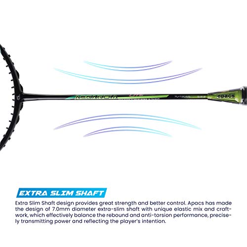 Apacs Asgardia Lite (73 grams Ultra Lightweight) Made in Vietnam | Japanese Graphite Unstrung Badminton Racket with Full Cover | G2-4 1/8 inches