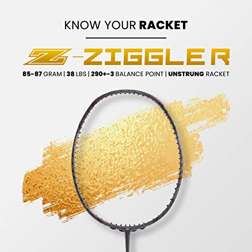 Apacs Z-Ziggler (38 LBS, 6.4mm Slim Shaft) Made in Vietnam | 100% Japanese Graphite Badminton Racket with Free Full Cover (Grey)