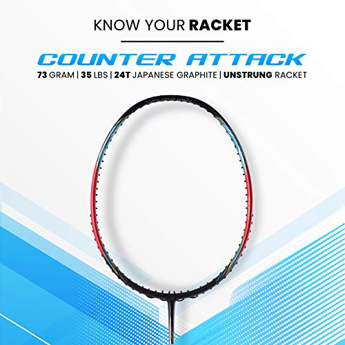 Apacs Counter Attack (Ultralight 73g, 35 LBS) Made in Vietnam | Japanese Graphite Unstrung Badminton Racket with Full Cover | G2-4 1/8 inches