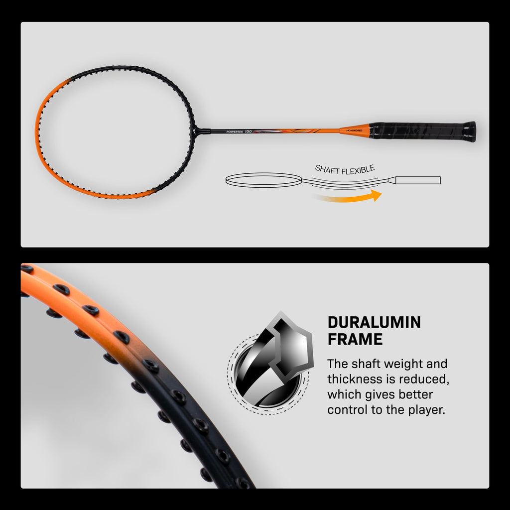 hundred-aluminium-powertek-100-set-of-2-badminton-racket