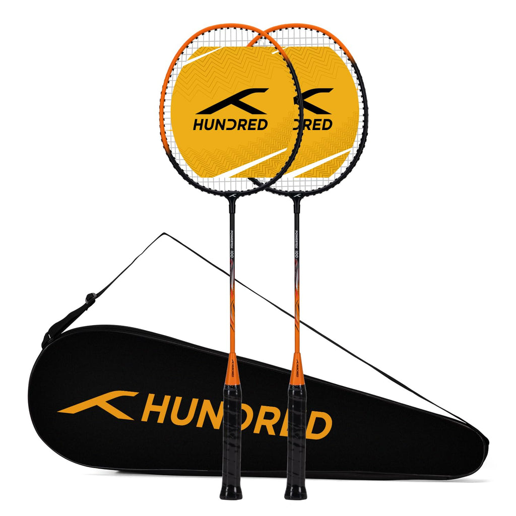 hundred-aluminium-powertek-100-set-of-2-badminton-racket