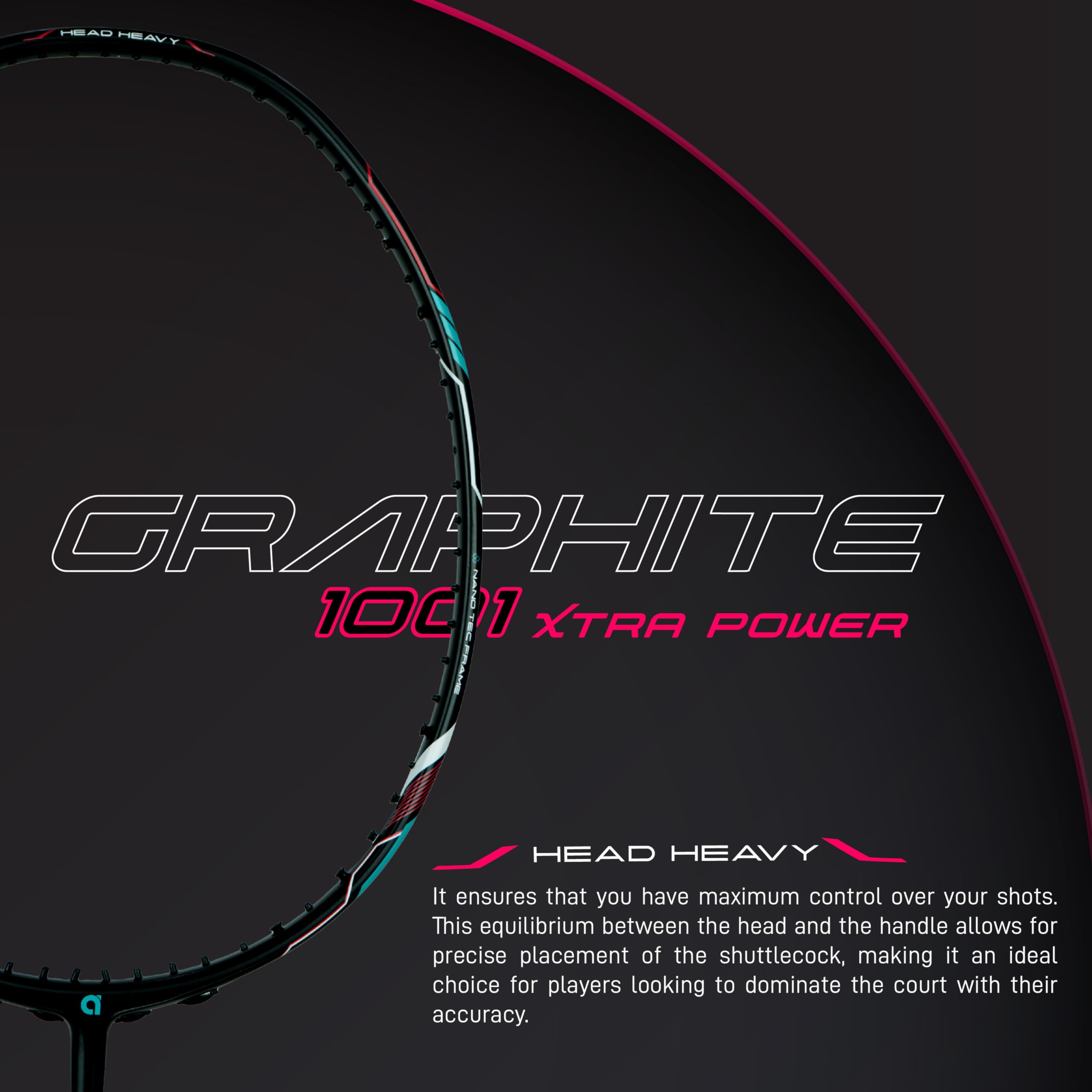 Apacs Graphite 1001 Xtra Power (36LBS, Power Frame with 100% Japanese Graphite) Badminton Racket with Full Cover (Black Blue)