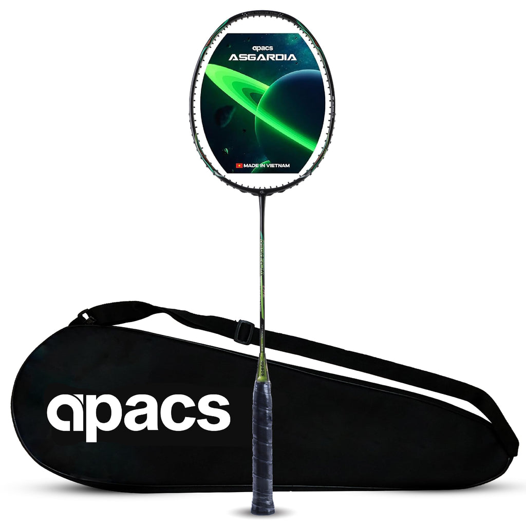 Apacs Asgardia Lite (73 grams Ultra Lightweight) Made in Vietnam | Japanese Graphite Unstrung Badminton Racket with Full Cover | G2-4 1/8 inches