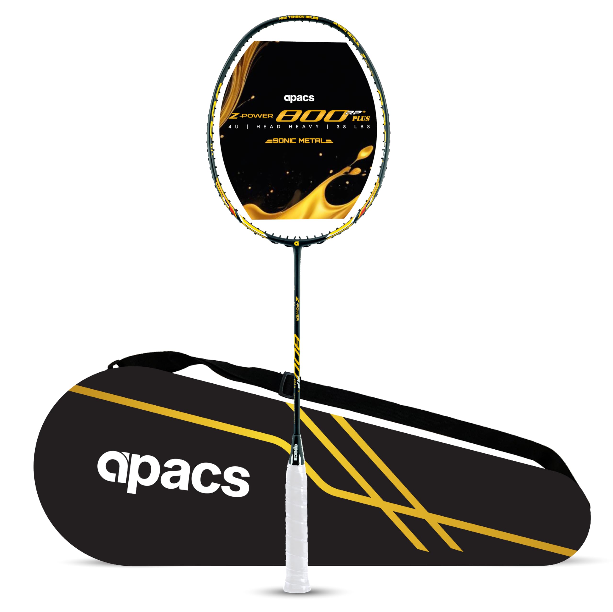 Apacs Z-Power 800 RP+ (38LBS, 100% Japan Made Graphite) 4U | Head Heavy Unstrung Badminton Racquet with Sonic Metal Tech