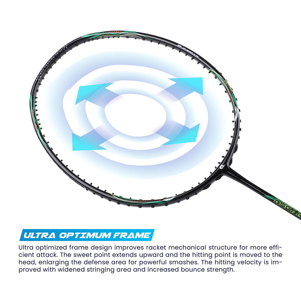 Apacs Asgardia Lite (73 grams Ultra Lightweight) Made in Vietnam | Japanese Graphite Unstrung Badminton Racket with Full Cover | G2-4 1/8 inches