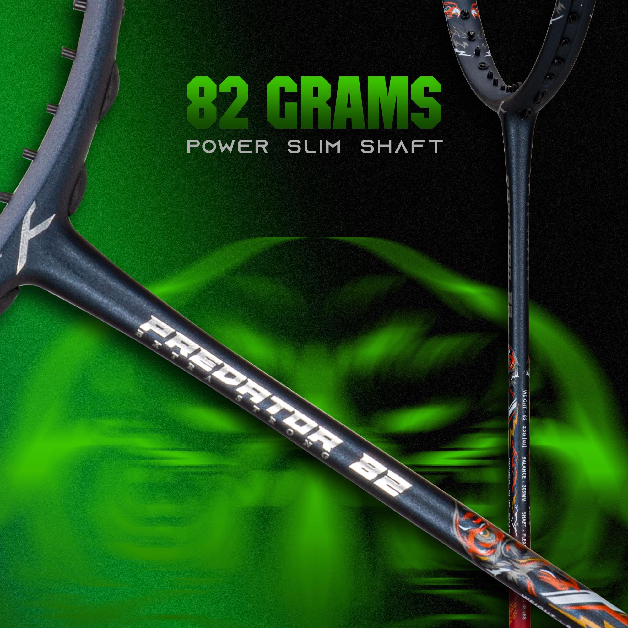 hundred-predator-82-extra-strong-japan-made-graphite-strung-badminton-racket