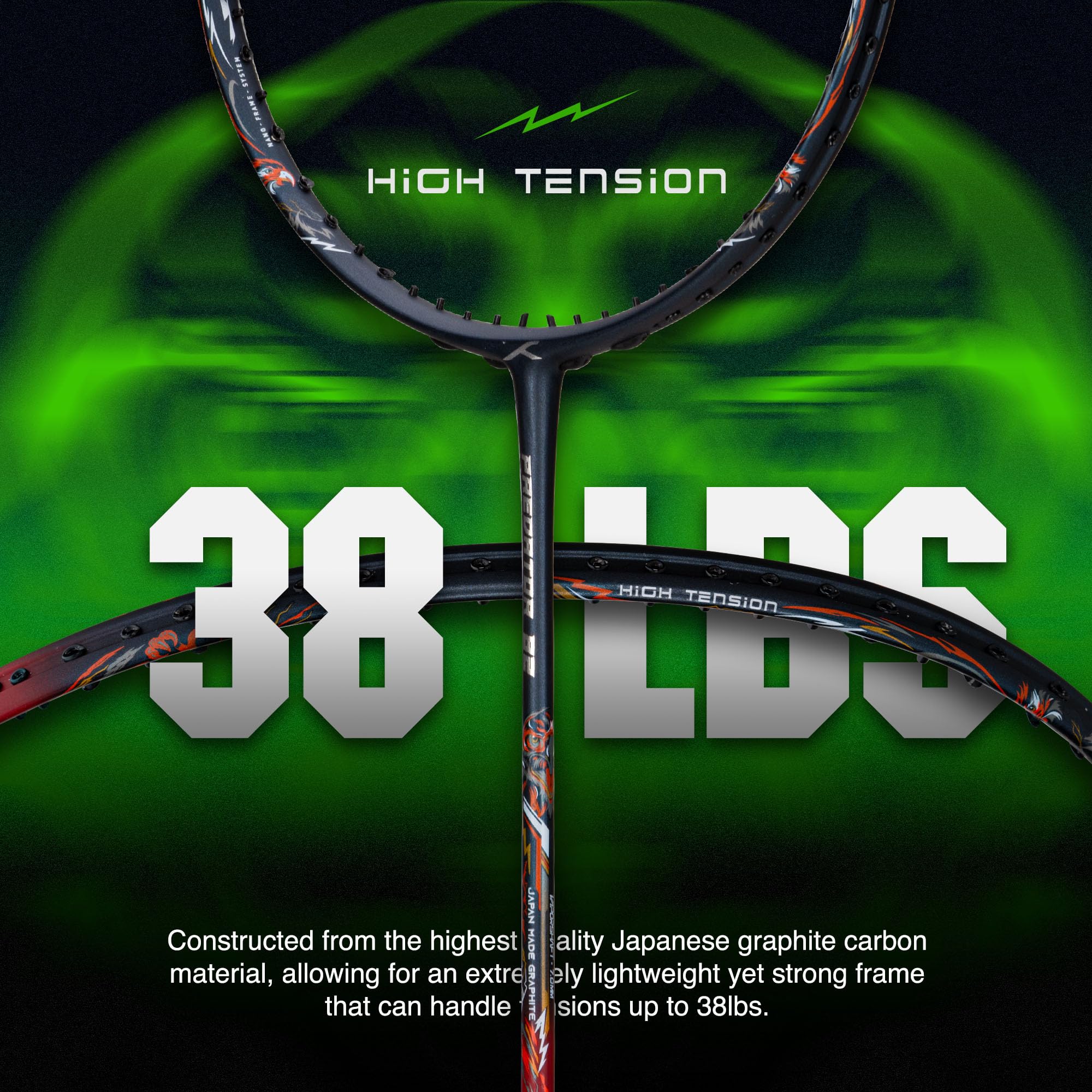 hundred-predator-82-extra-strong-japan-made-graphite-strung-badminton-racket