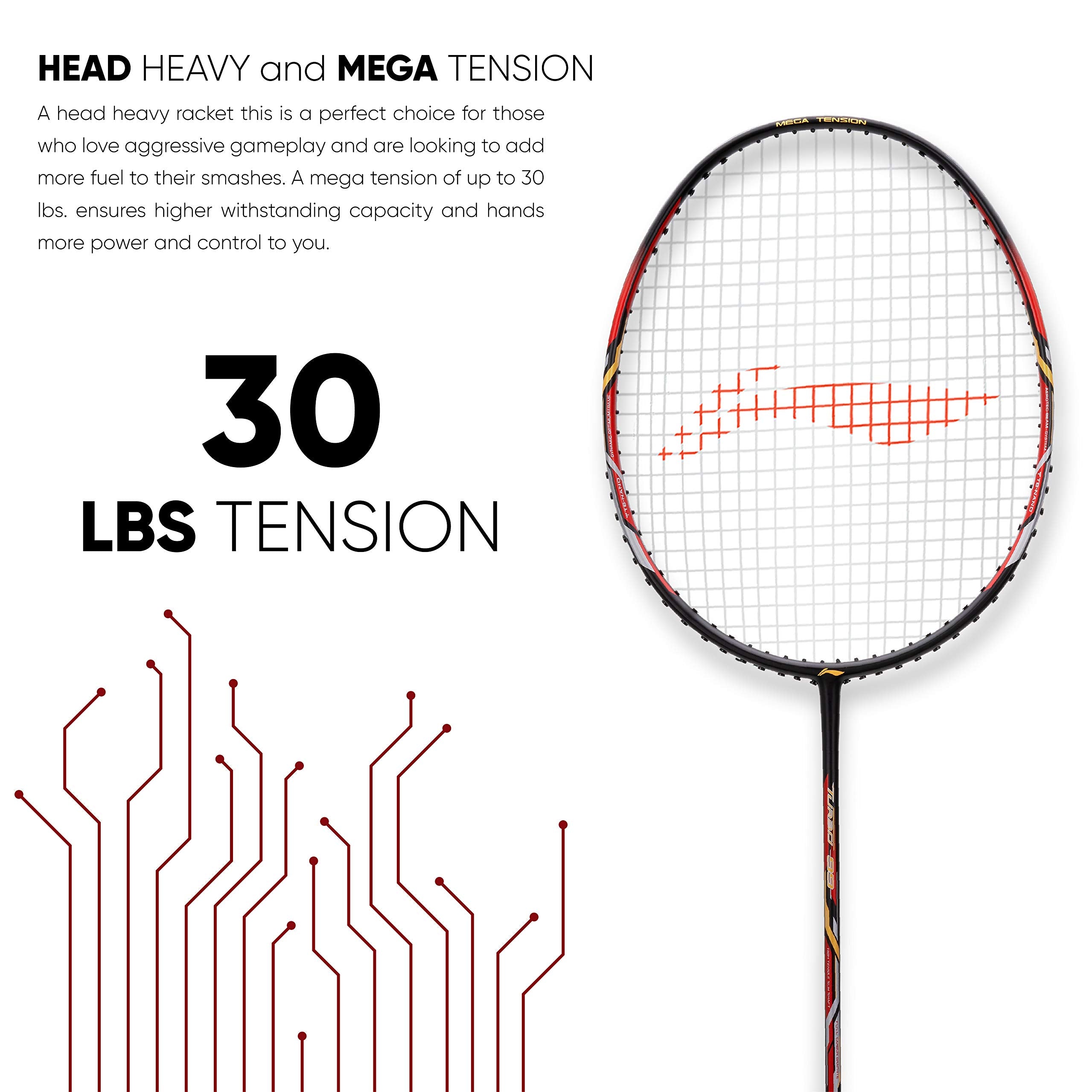 Exergy Katana Strung Badminton Racket - Japanese Graphite, Flexible Shaft, 82g, 32lbs String Tension, G6 Grip Size, Pre-Strung Racquet with Full Cover