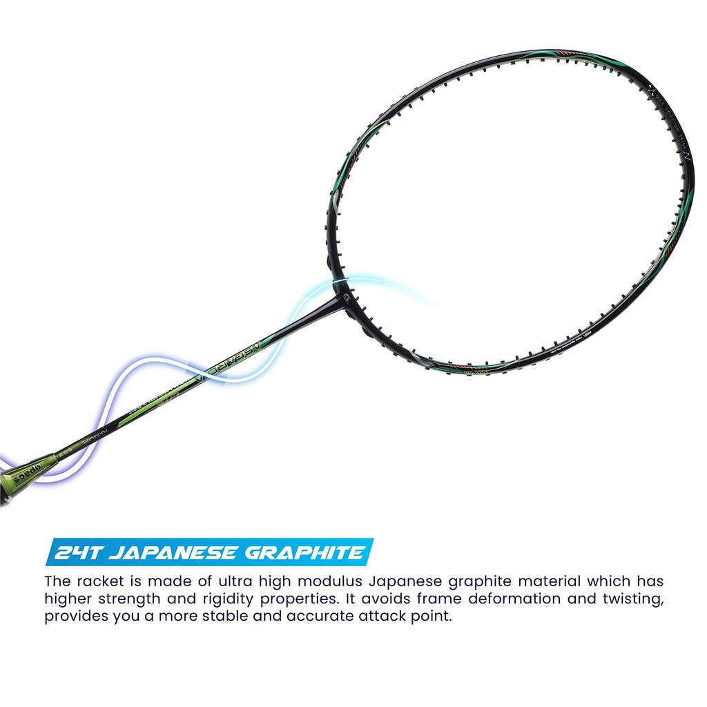 Apacs Asgardia Lite (73 grams Ultra Lightweight) Made in Vietnam | Japanese Graphite Unstrung Badminton Racket with Full Cover | G2-4 1/8 inches