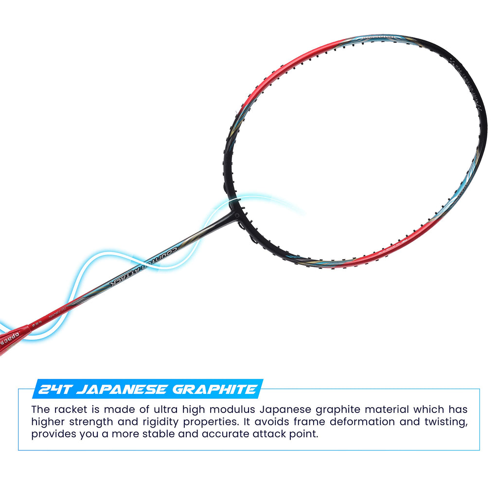 Apacs Counter Attack (Ultralight 73g, 35 LBS) Made in Vietnam | Japanese Graphite Unstrung Badminton Racket with Full Cover | G2-4 1/8 inches