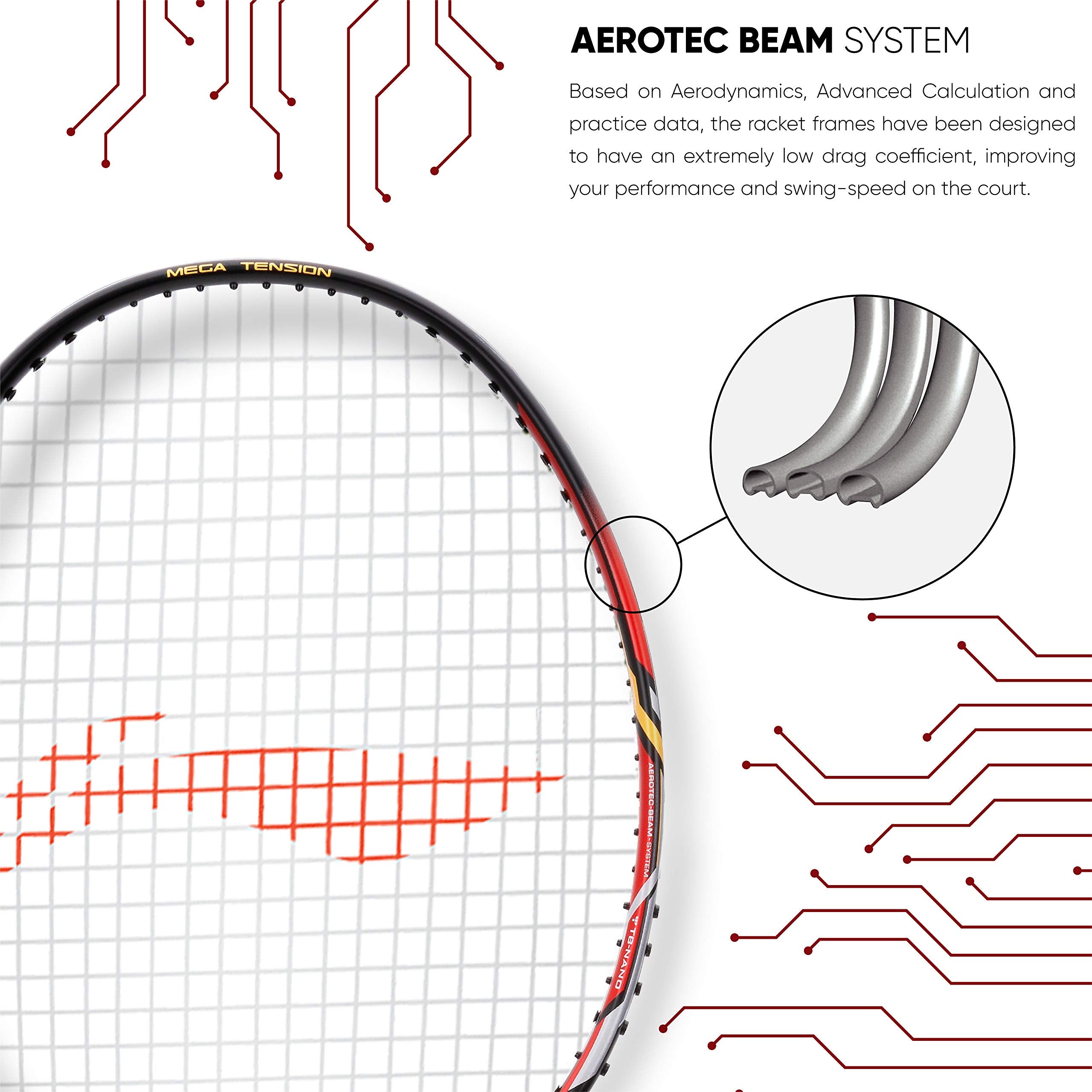 Exergy Katana Strung Badminton Racket - Japanese Graphite, Flexible Shaft, 82g, 32lbs String Tension, G6 Grip Size, Pre-Strung Racquet with Full Cover